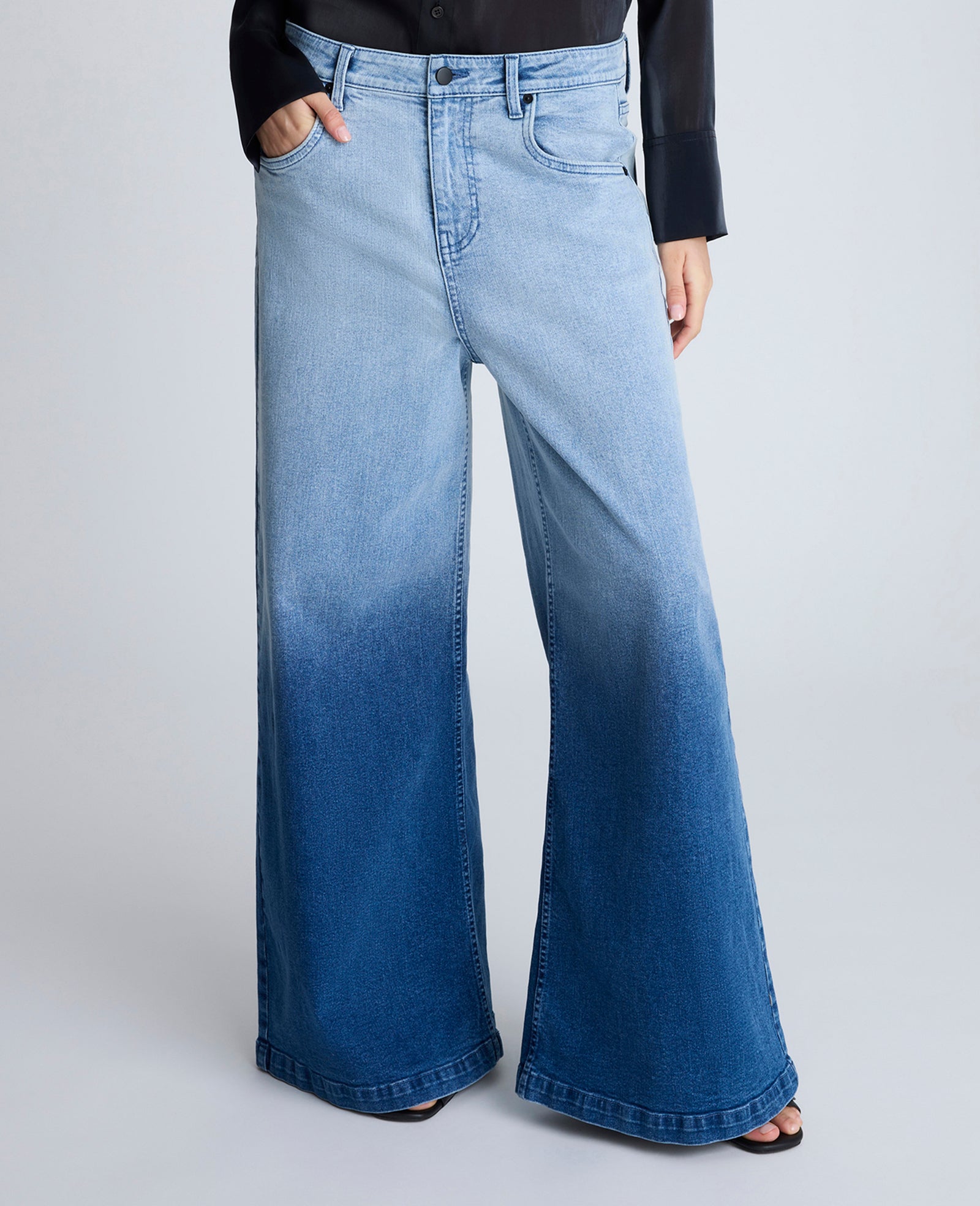 Gradient Dye Wide Leg Denim Jean Gradient Jj Wash