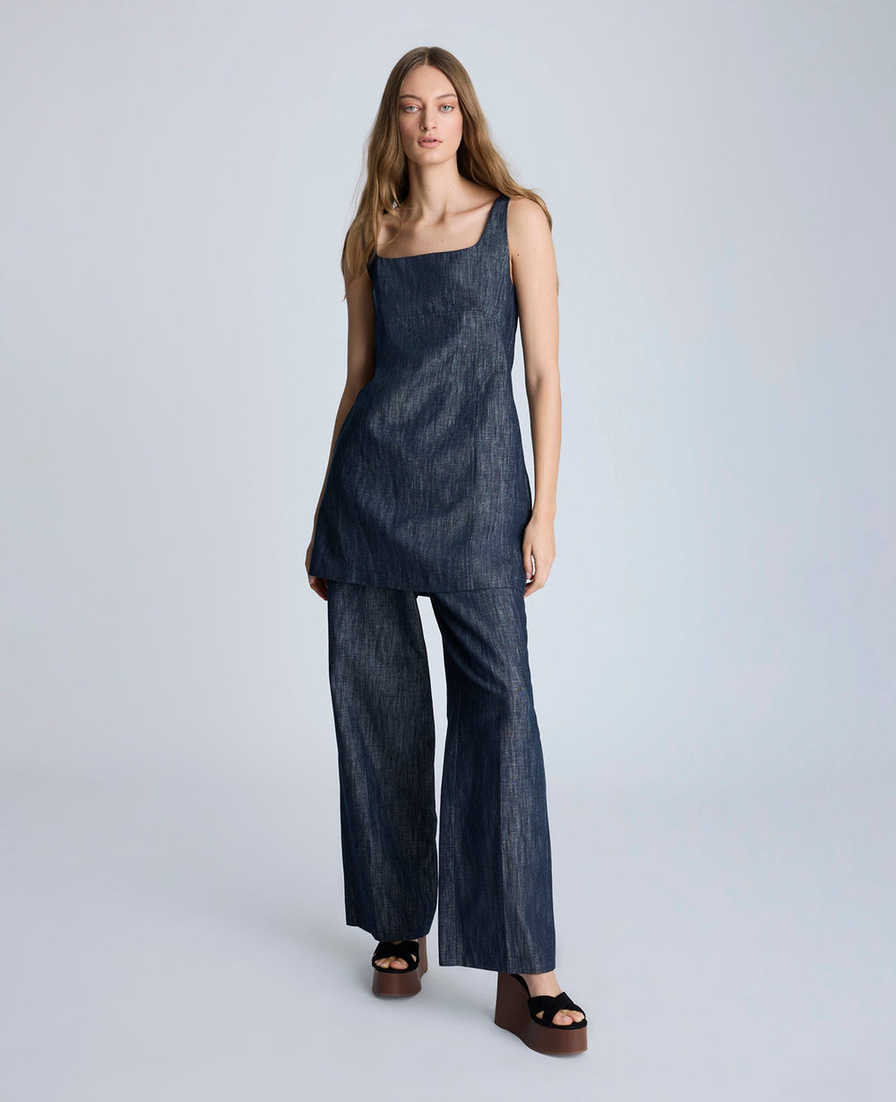Open Back Strap Shift Dress Dark Navy Multi