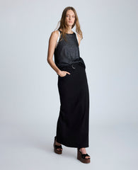 Fly Front Belted Maxi Skirt Nik Wash