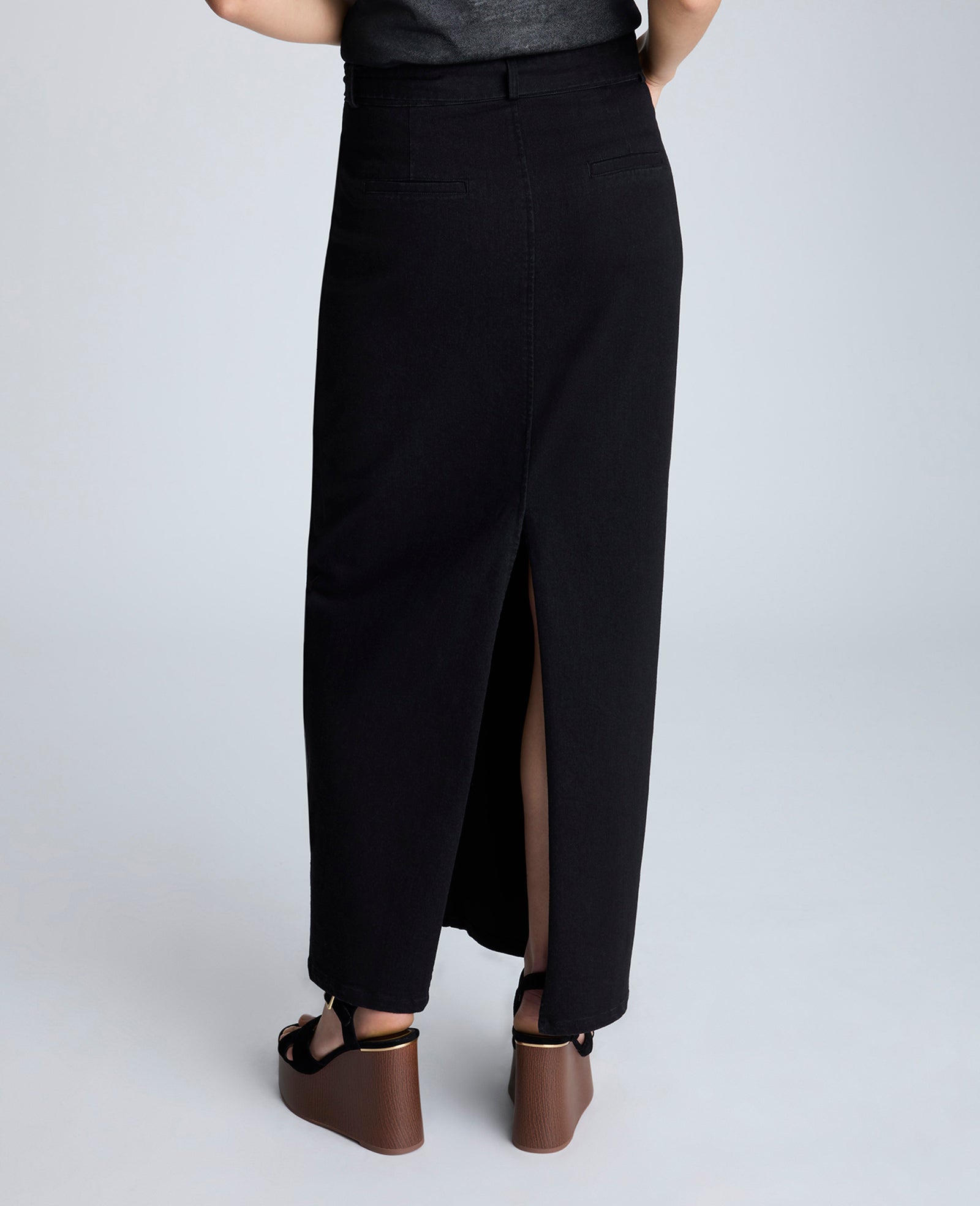 Fly Front Belted Maxi Skirt Nik Wash