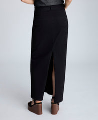Fly Front Belted Maxi Skirt Nik Wash