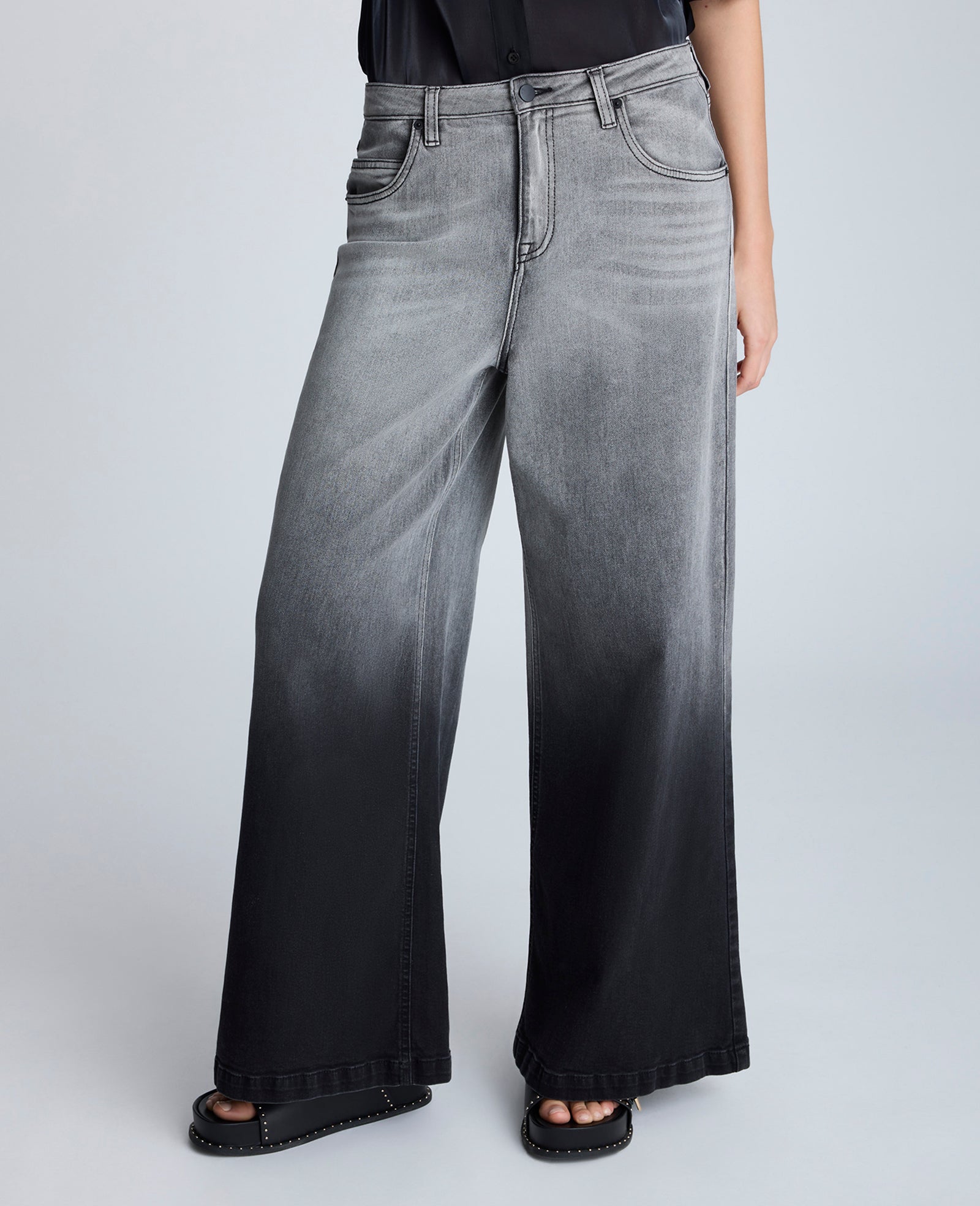 Gradient Dye Wide Leg Denim Jean Gradient Nik Wash