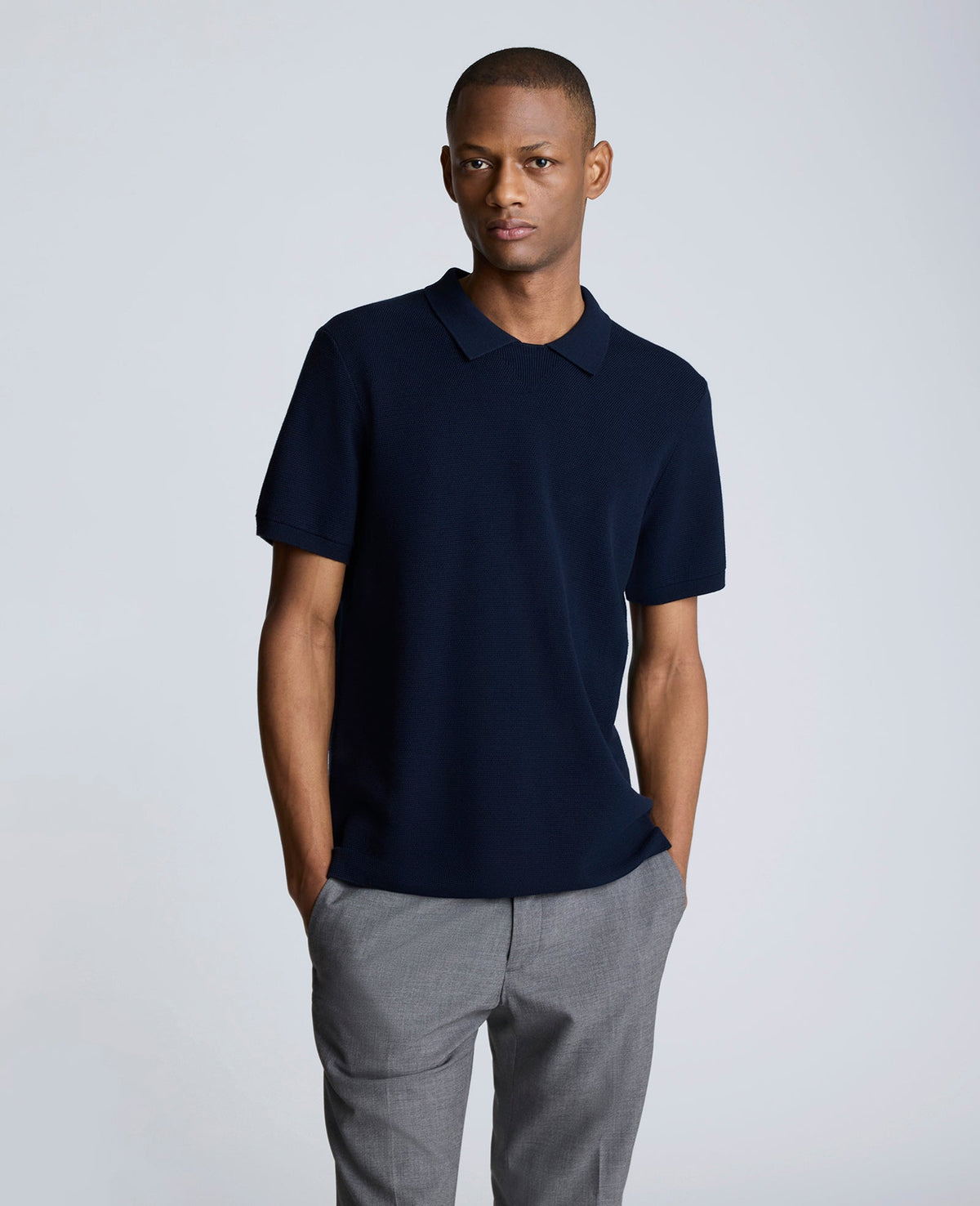 Short Sleeve Polo Sweater Navy