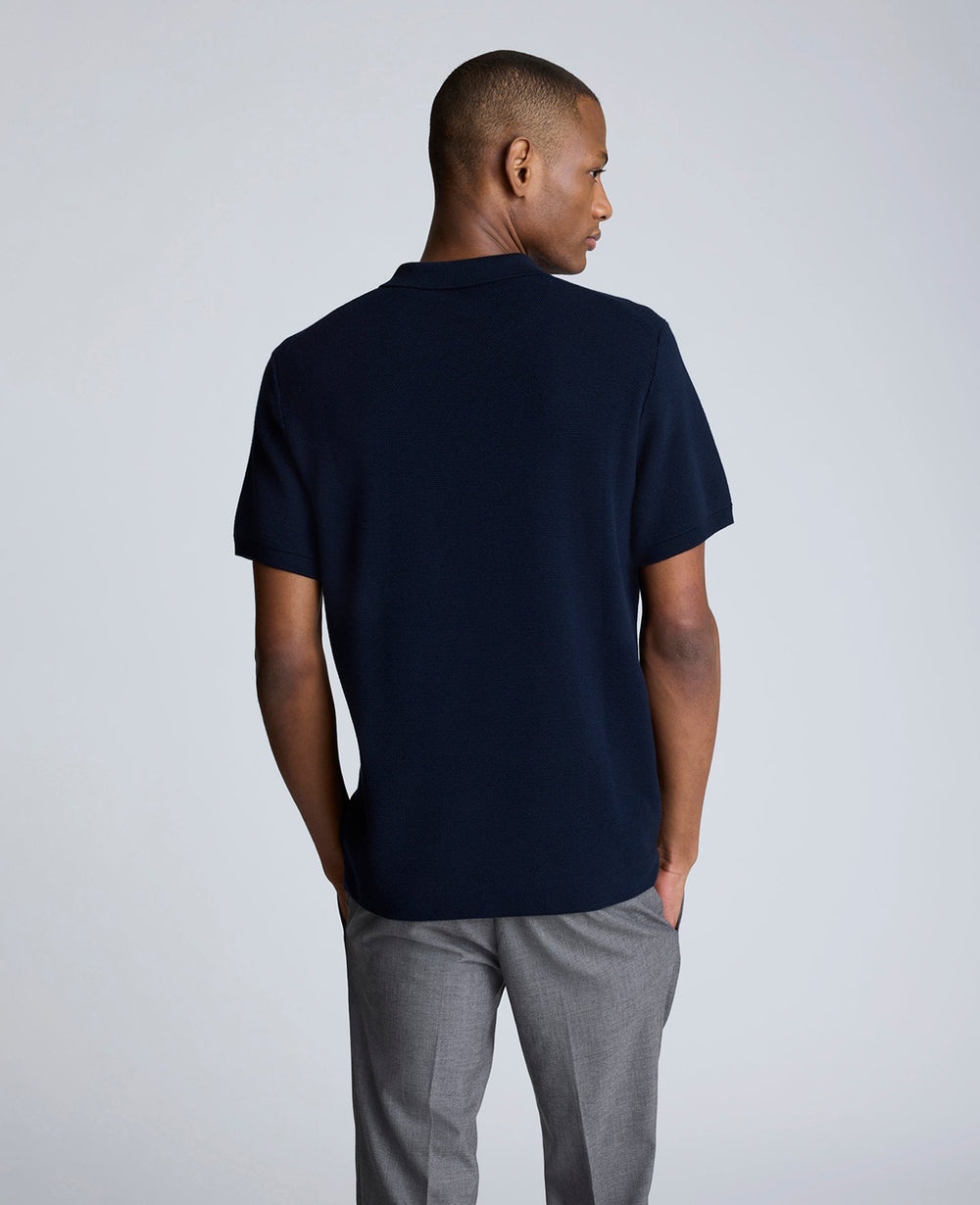 Short Sleeve Polo Sweater Navy