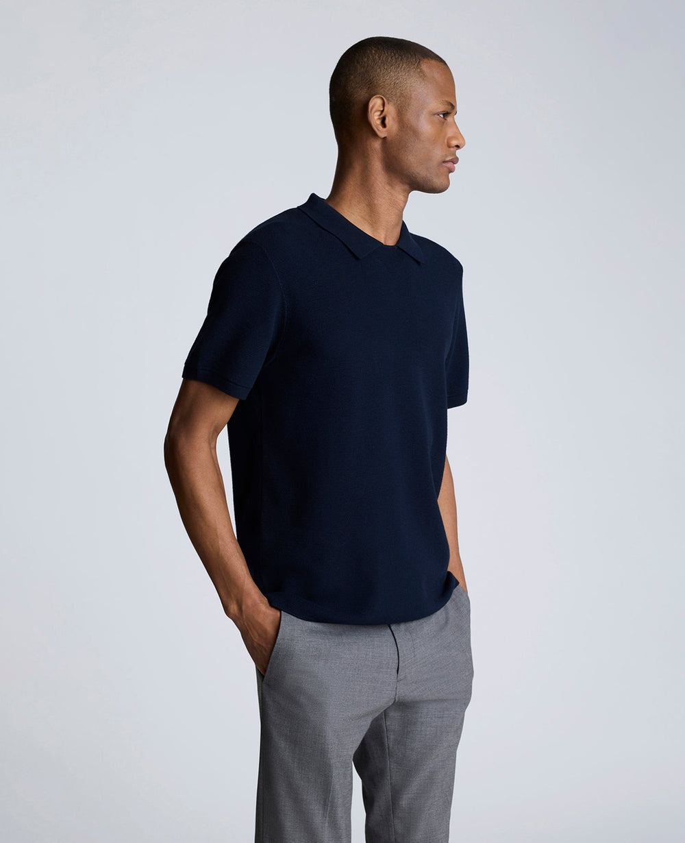 Short Sleeve Polo Sweater Navy