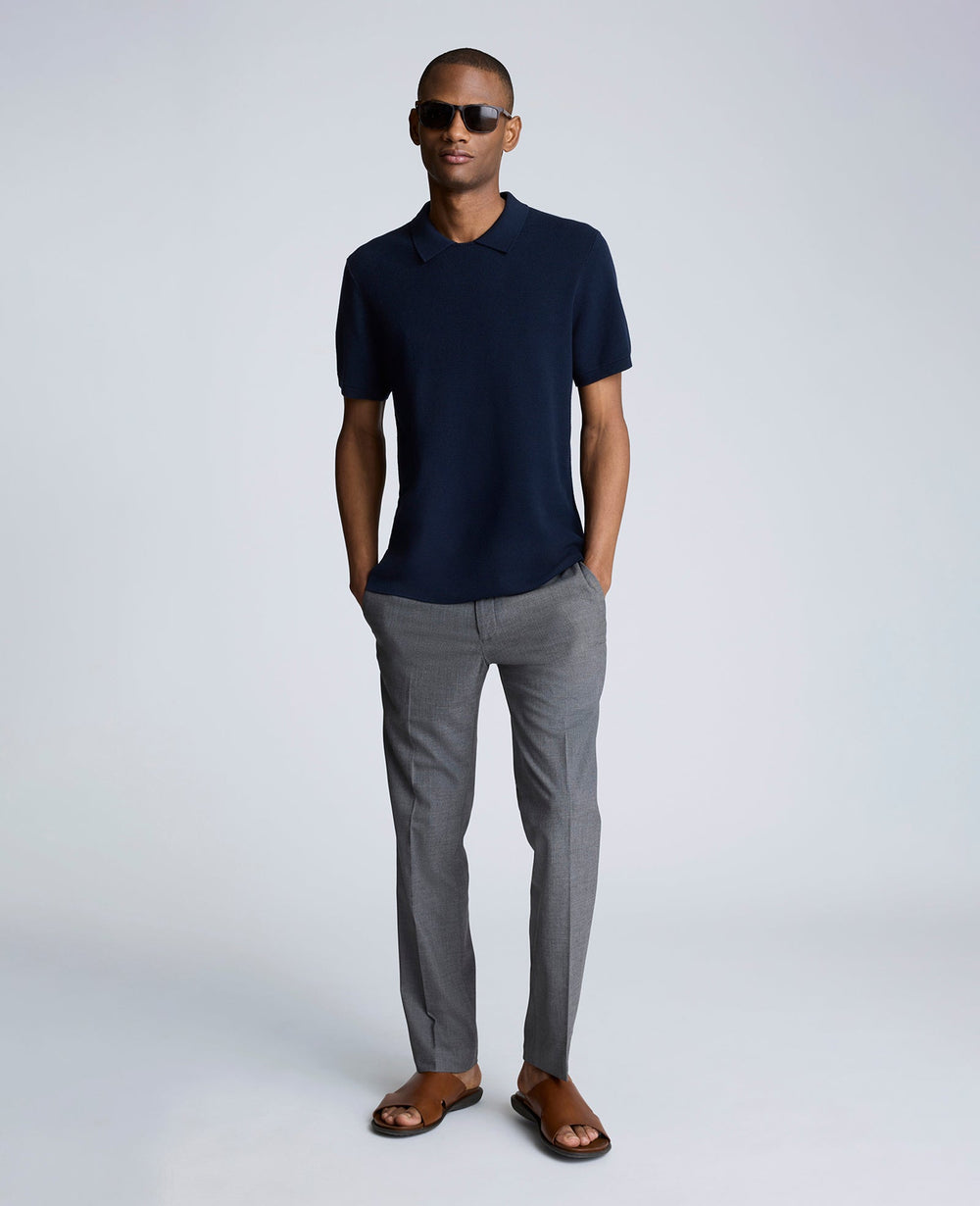 Short Sleeve Polo Sweater Navy
