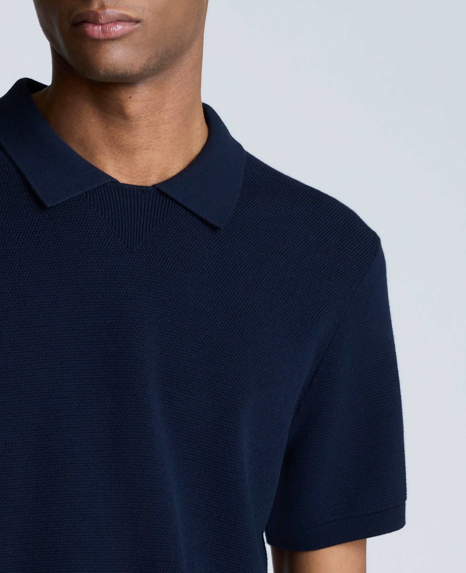 Short Sleeve Polo Sweater Navy