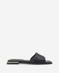 Asher Leather Metal Ring Sandal Black Leather