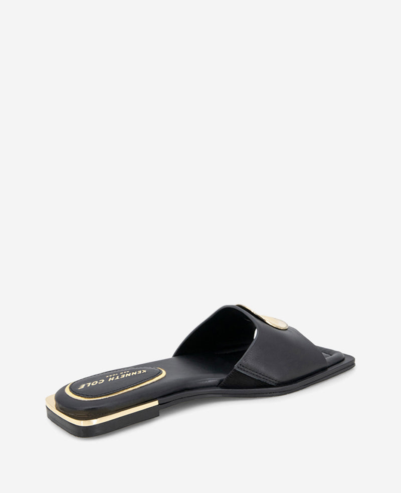 Asher Leather Metal Ring Sandal Black Leather