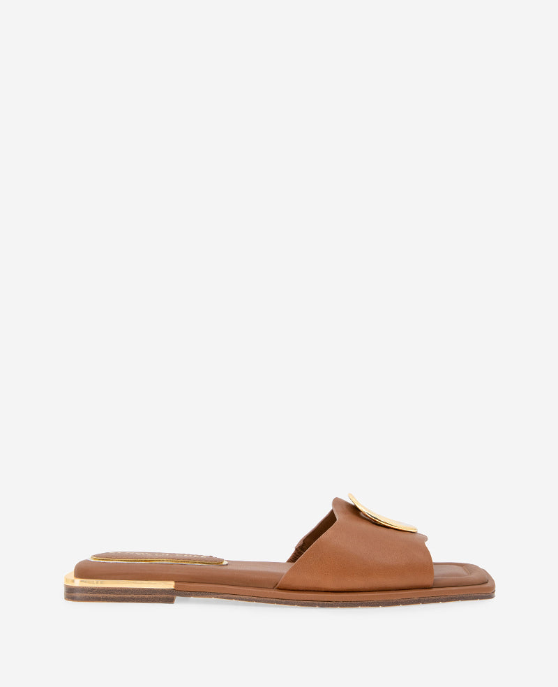 Asher Leather Metal Ring Sandal Tan Leather