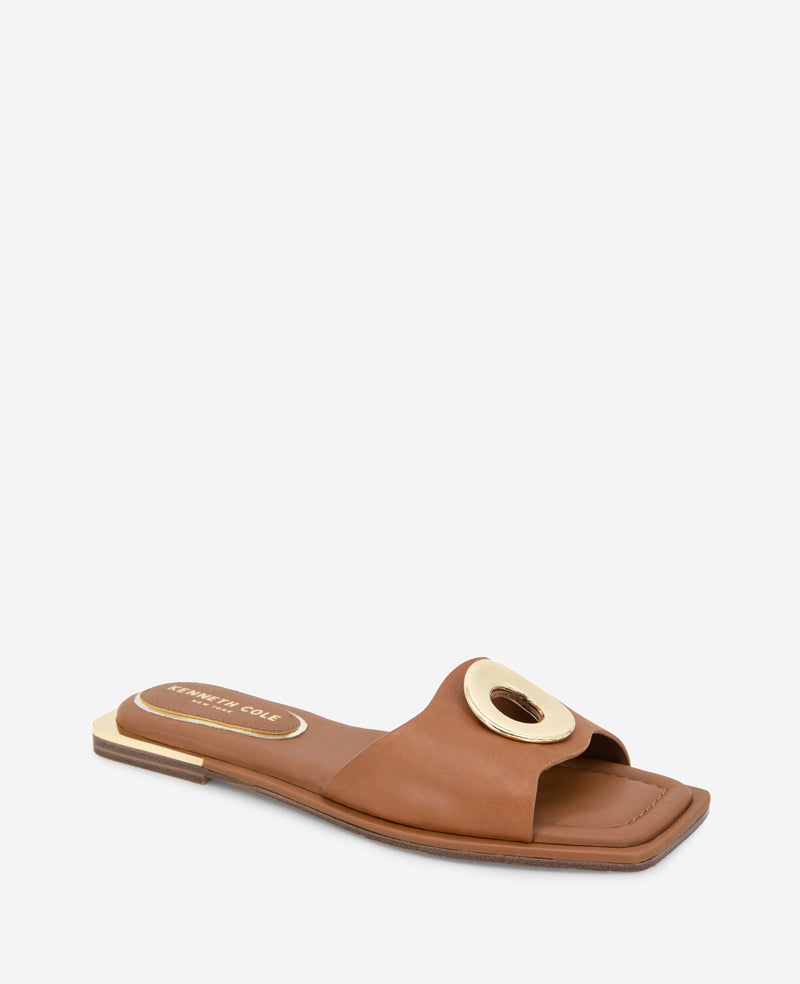Asher Leather Metal Ring Sandal Tan Leather