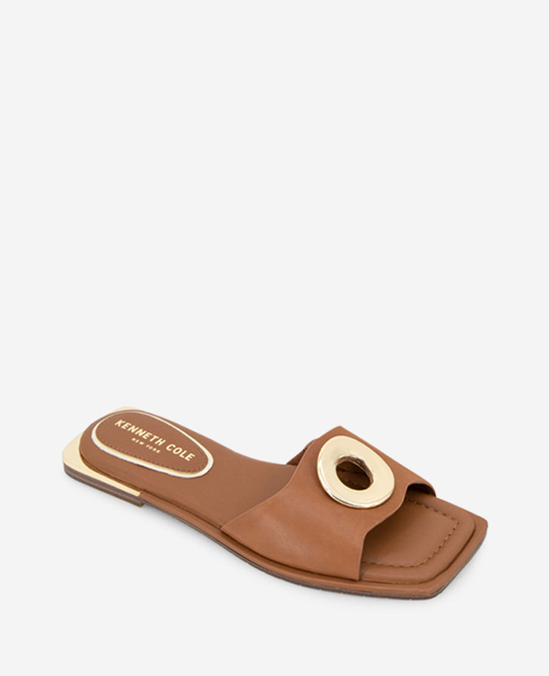 Asher Leather Metal Ring Sandal Tan Leather