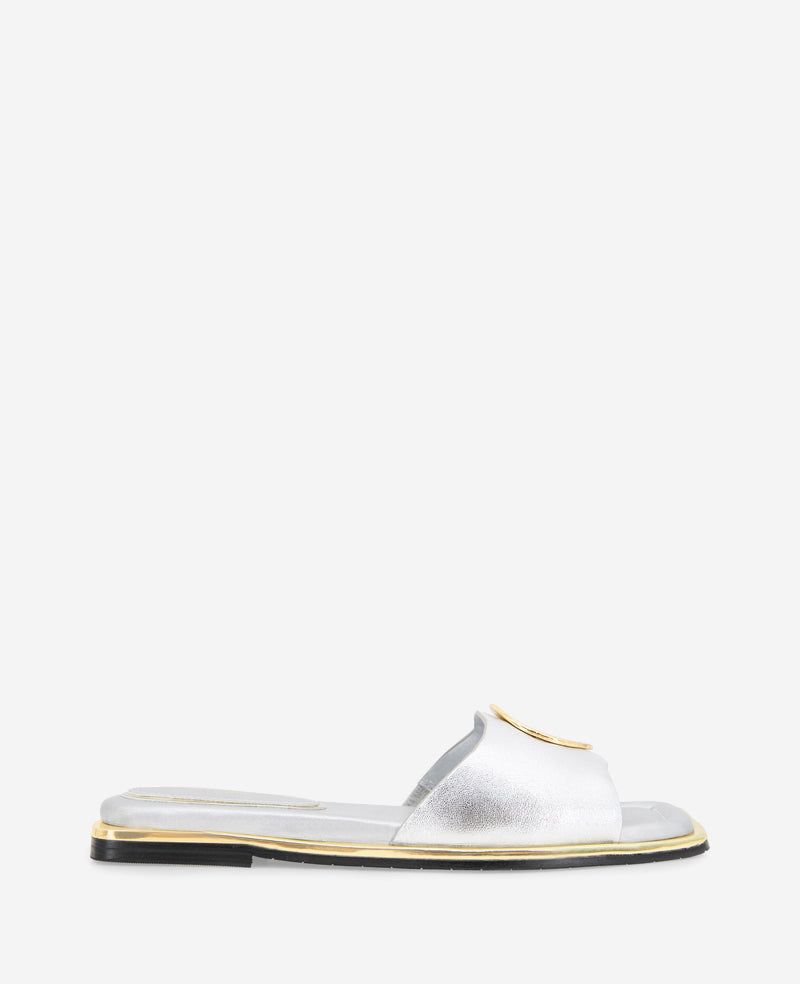 Asher Metallic Metal Ring Sandal Silver Leather