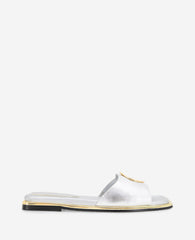 Asher Metallic Metal Ring Sandal Silver Leather