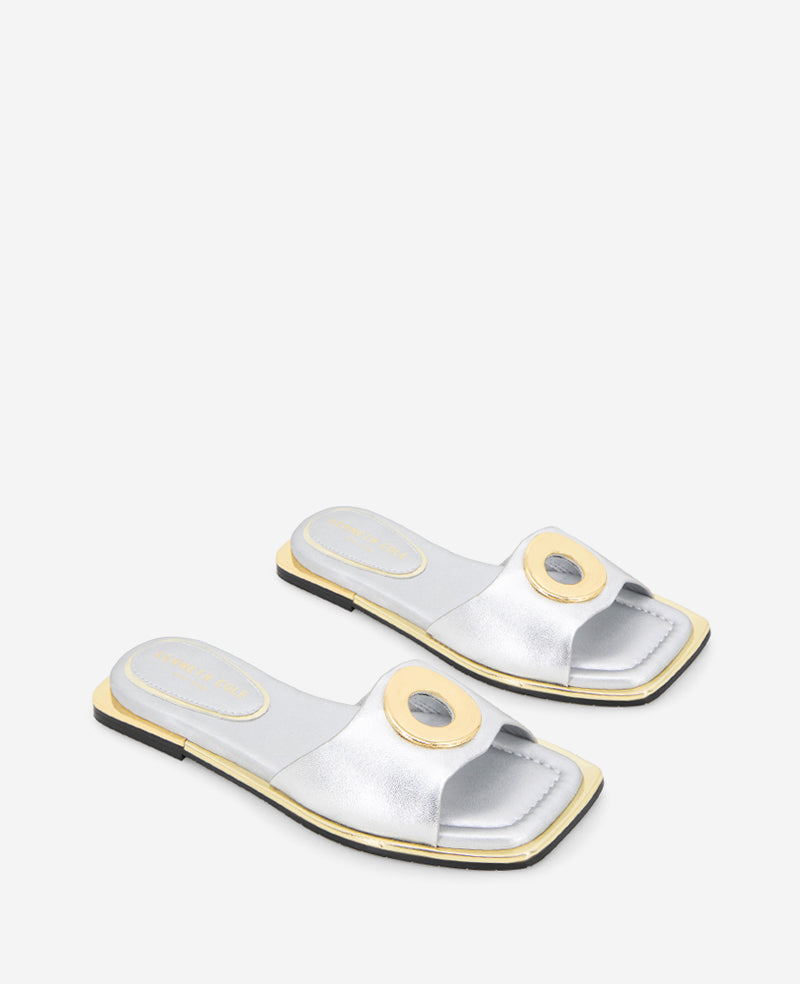 Asher Metallic Metal Ring Sandal Silver Leather