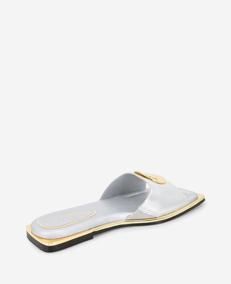 Asher Metallic Metal Ring Sandal Silver Leather