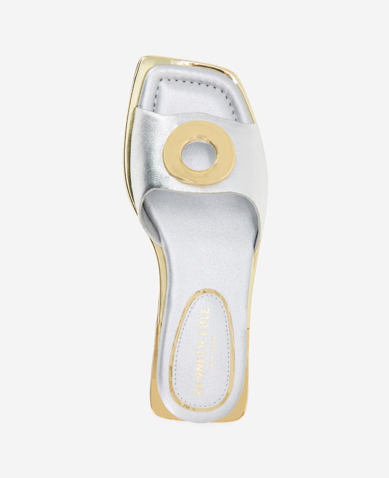 Asher Metallic Metal Ring Sandal Silver Leather