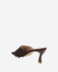 Darby Suede Fringe Heel Chocolate Suede