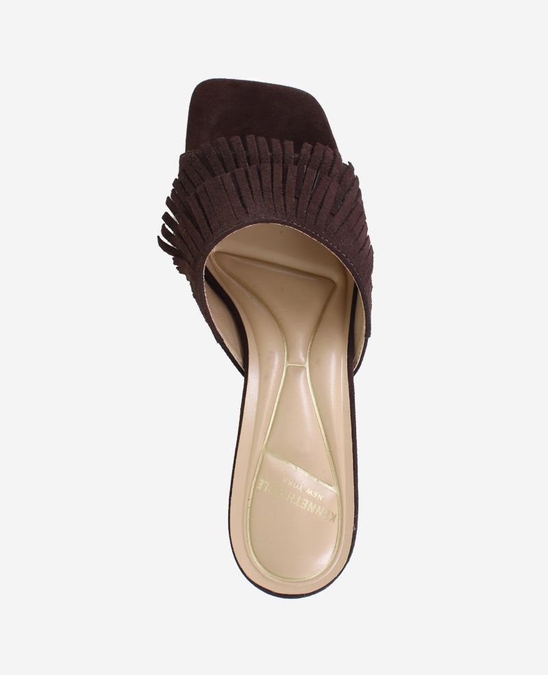 Darby Suede Fringe Heel Chocolate Suede