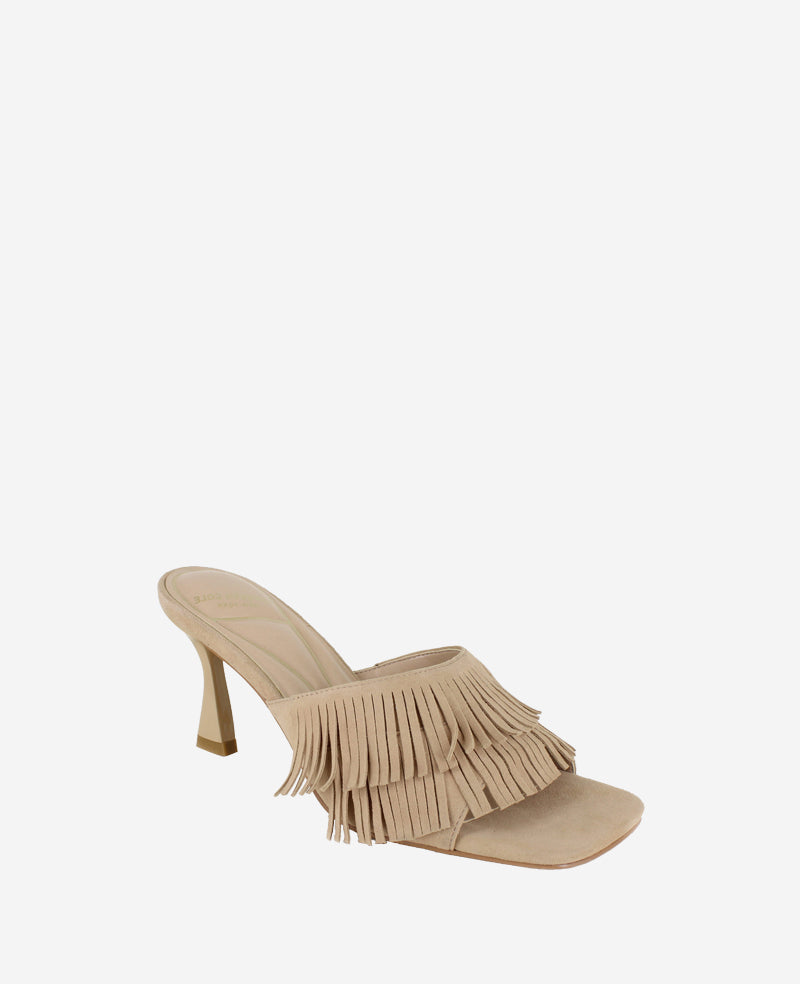 Darby Suede Fringe Heel Camel Suede