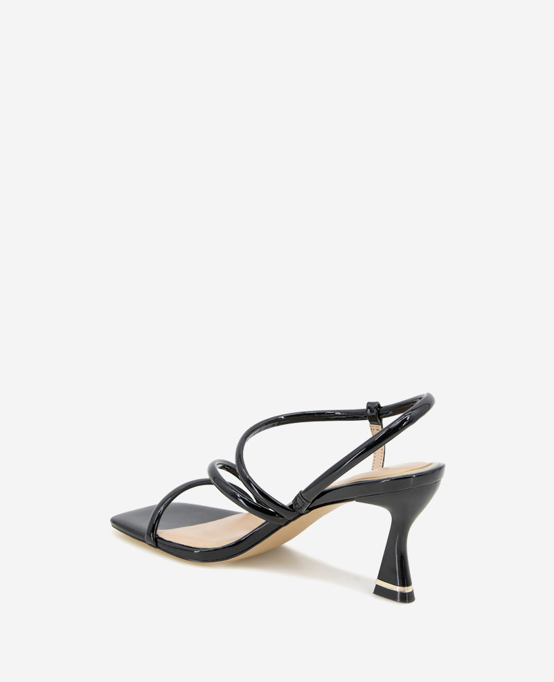 Dreama Patent Strappy Heel Sandal Black Patent
