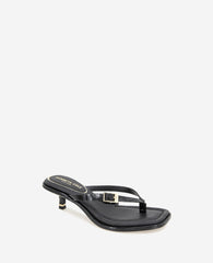 Gillie Embossed Croco Kitten Heel Buckle Sandal Black Croco
