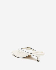 Gillie Embossed Croco Kitten Heel Buckle Sandal Cream Croco