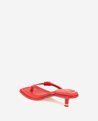 Gillie Embossed Lizard Kitten Heel Buckle Sandal Red Lizard