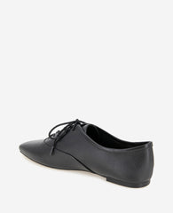 Justice Box Toe Lace Up Flat Black Leather