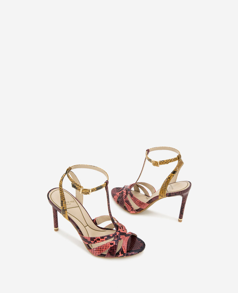 Liona Multi Color Snake Print Heel Multi Postal Snake