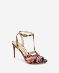 Liona Multi Color Snake Print Heel Multi Postal Snake