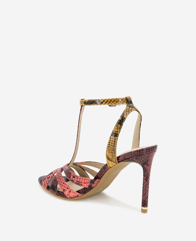Liona Multi Color Snake Print Heel Multi Postal Snake