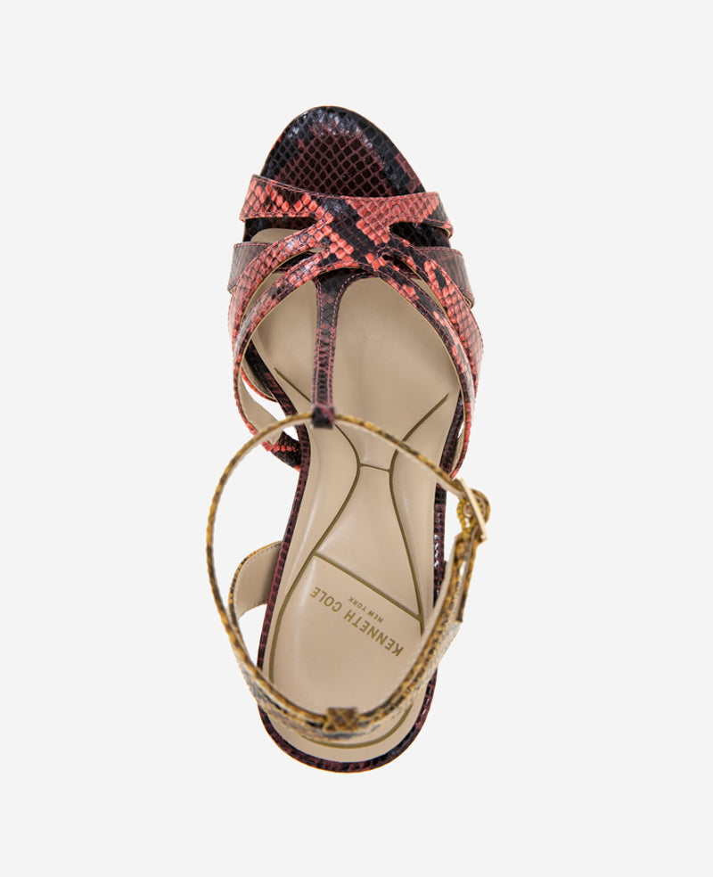 Liona Multi Color Snake Print Heel Multi Postal Snake