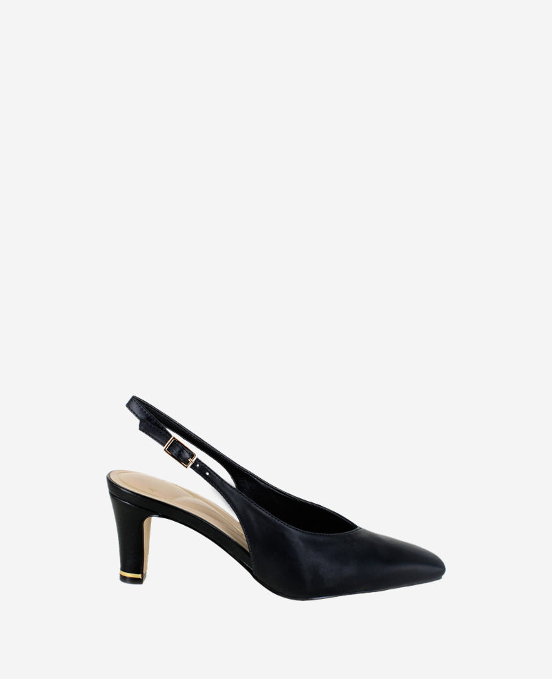 Meilani Leather Point Toe Slingback Black Leather