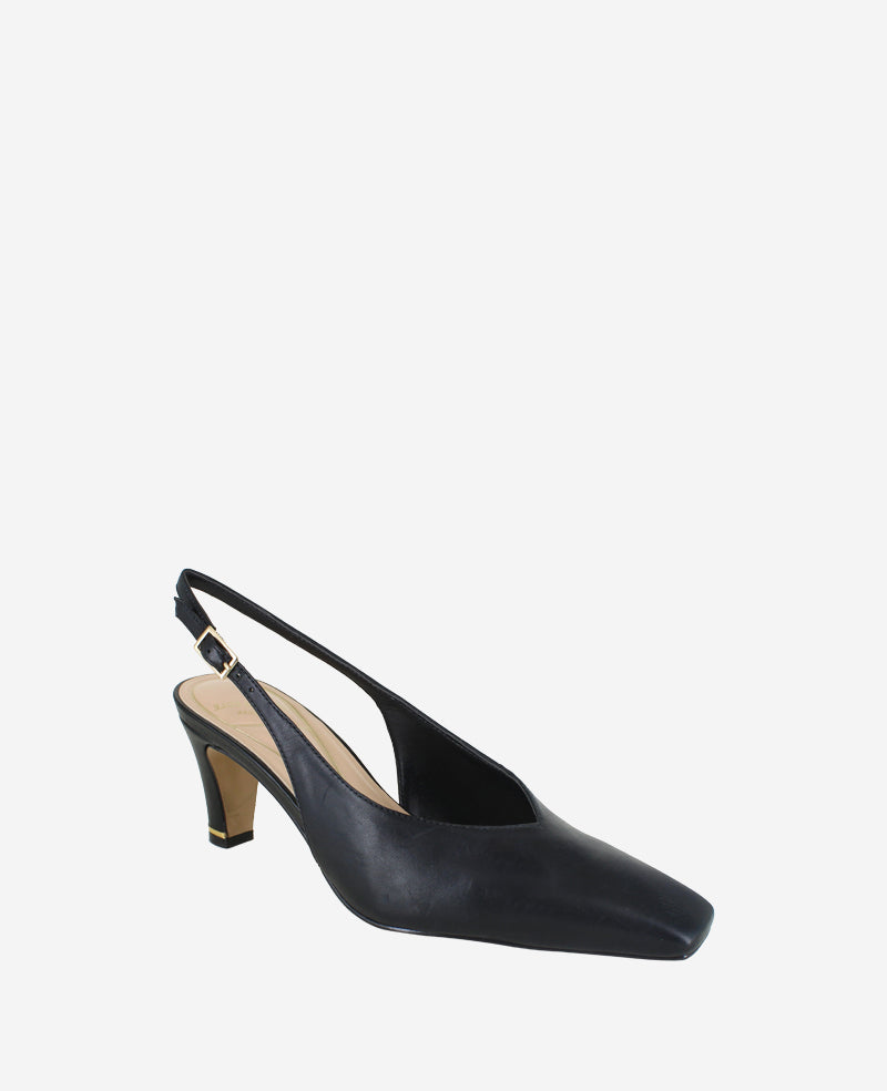 Meilani Leather Point Toe Slingback Black Leather
