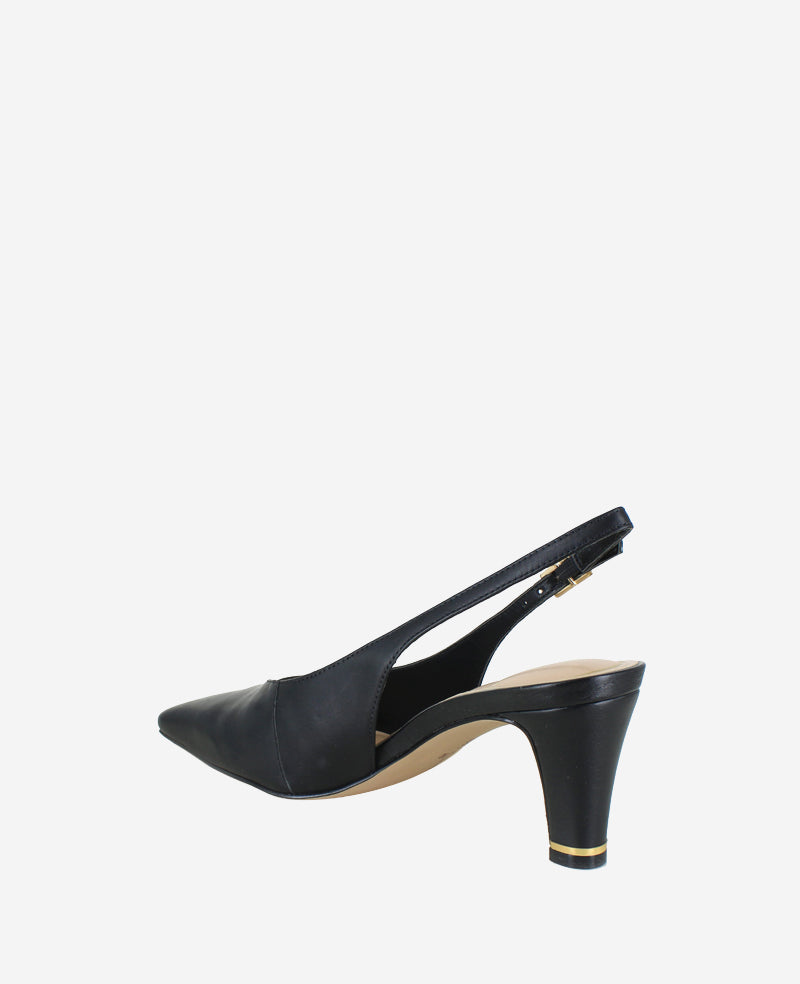 Meilani Leather Point Toe Slingback Black Leather