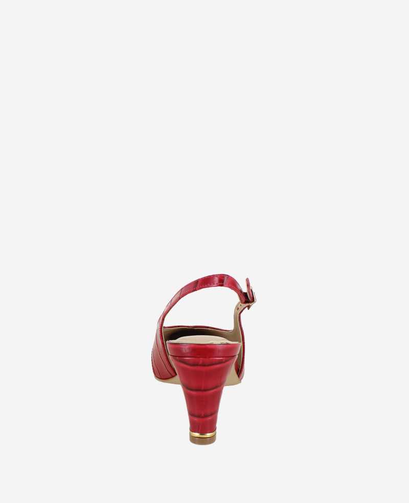 Meilani Embossed Croco Point Toe Slingback Cherry Croco