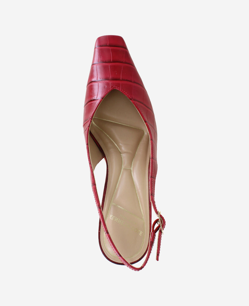 Meilani Embossed Croco Point Toe Slingback Cherry Croco