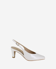 Meilani Patent Point Toe Slingback Ecru Patent