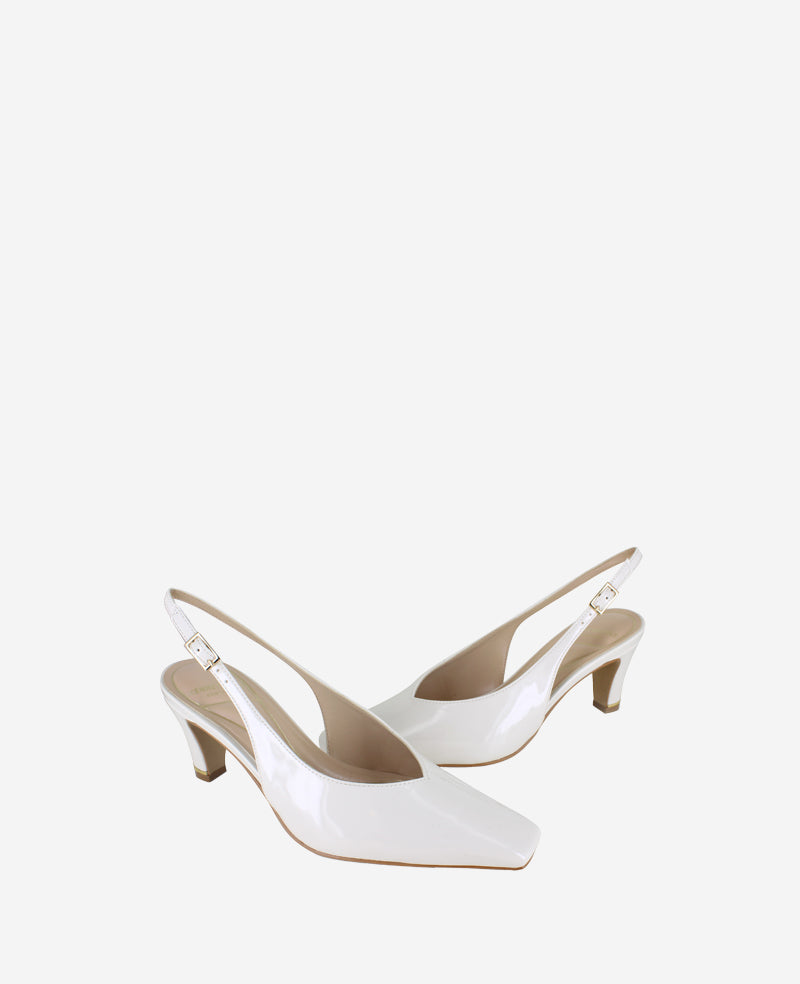 Meilani Patent Point Toe Slingback Ecru Patent