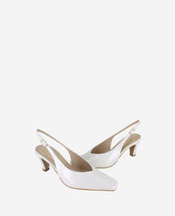 Meilani Patent Point Toe Slingback Ecru Patent