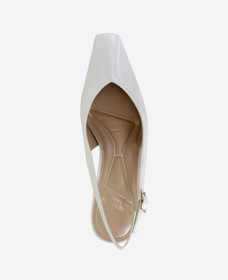 Meilani Patent Point Toe Slingback Ecru Patent