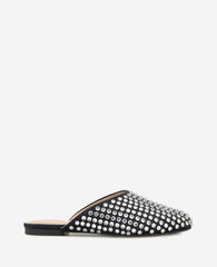 Saddie Studded Rhinestone Mule Black