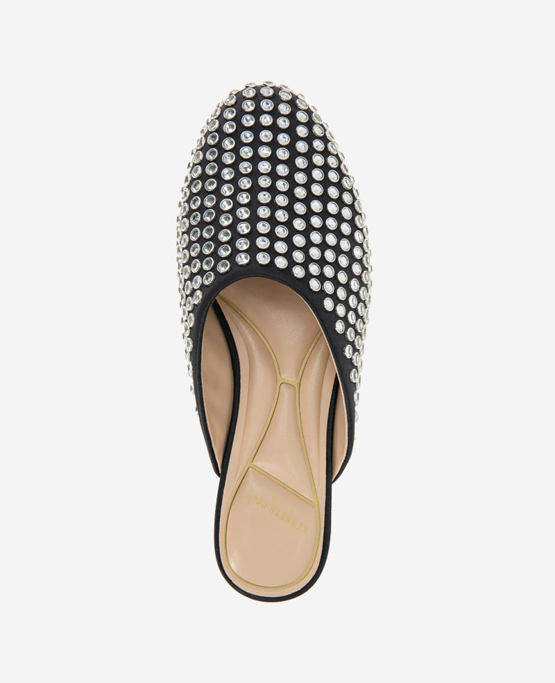 Saddie Studded Rhinestone Mule Black