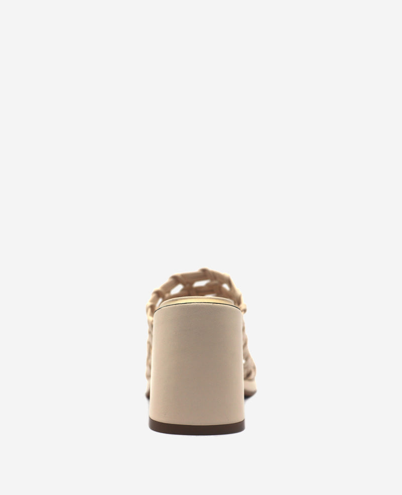 Solara Leather Woven Heel Sandal Cream Leather