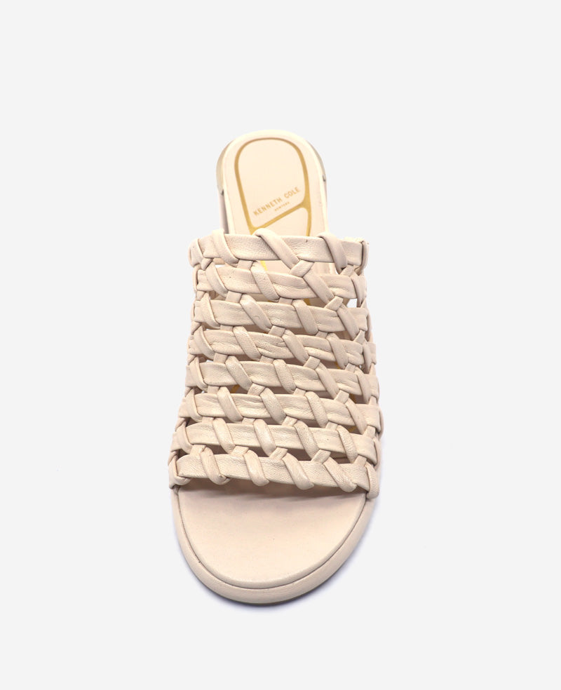 Solara Leather Woven Heel Sandal Cream Leather