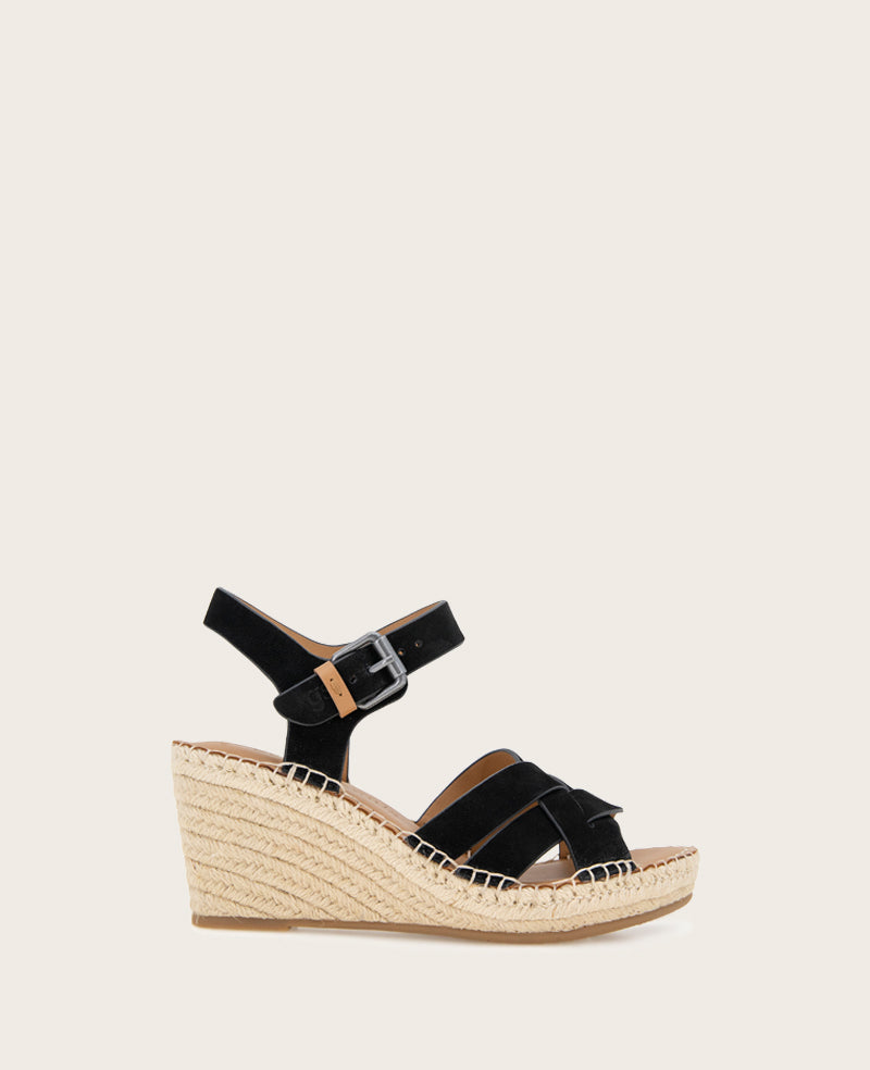 GENTLE SOULS - Caspian Nubuck Espadrille Wedge Black Nubuck