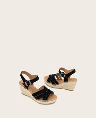 GENTLE SOULS - Caspian Nubuck Espadrille Wedge Black Nubuck