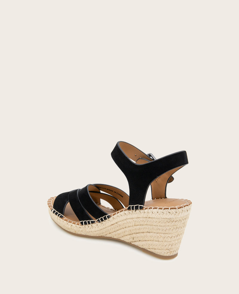 GENTLE SOULS - Caspian Nubuck Espadrille Wedge Black Nubuck