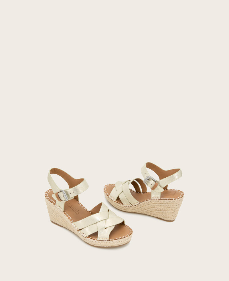 GENTLE SOULS - Caspian Leather Espadrille Wedge Ice Leather